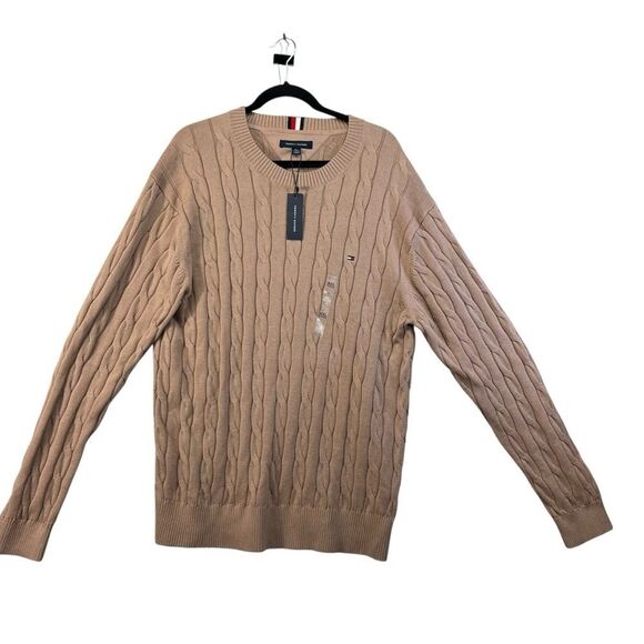 NWT XXL 100% cotton Tommy Hilfiger crewneck sweater cable knit - Picture 2 of 15